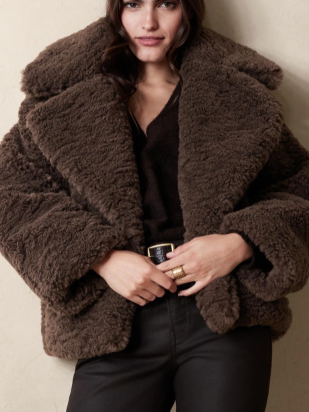 Banana Republic Oversized Shearling Teddy Coat - Dark Chocolate Brown
